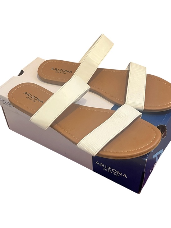 Arizona Jean Company Shoes - Arizona Jean Company White Double Band Slide Sandals